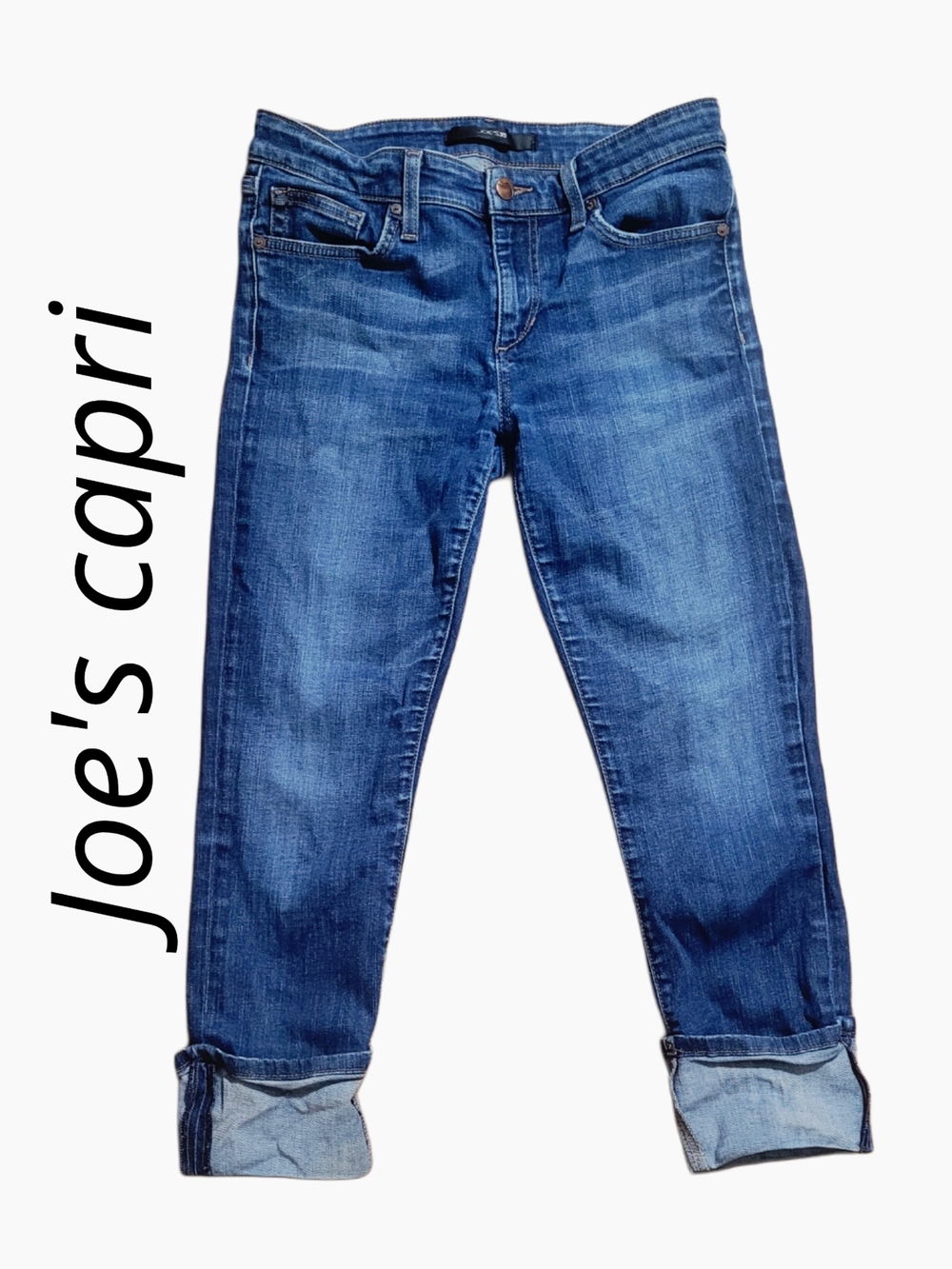 Joe's Jeans Dark blue Distressed Stretch denim Capri/ Cuffed